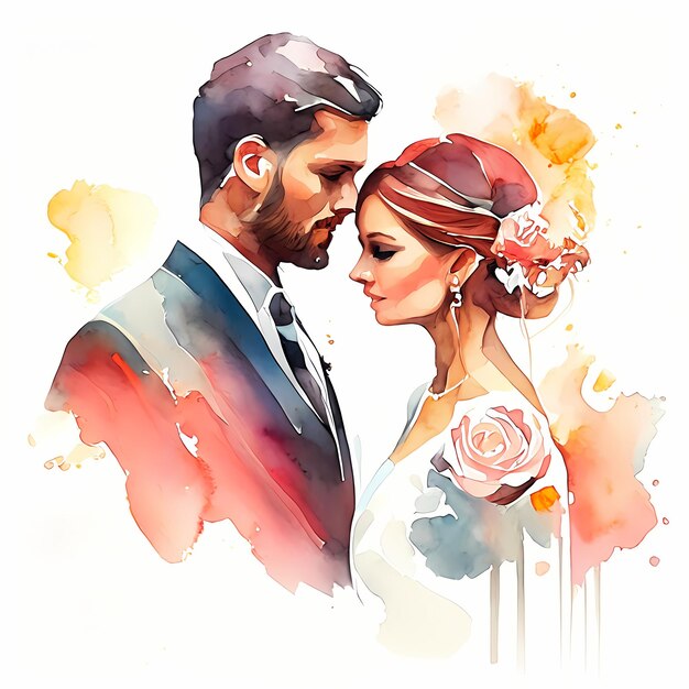 couple wedding water color