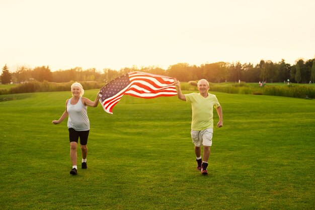 Couple with american flag