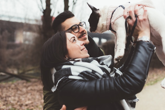 couple with dog