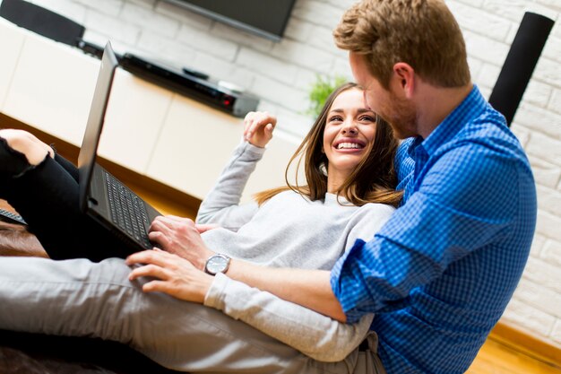 Couple with a laptop