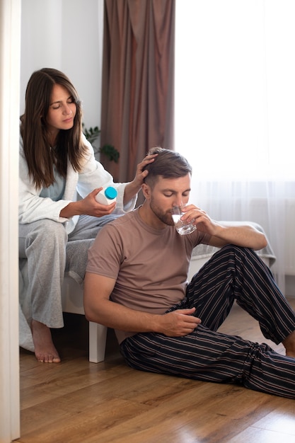 Photo couple with person suffering from std