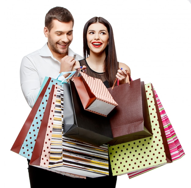 Couple with shopping bags