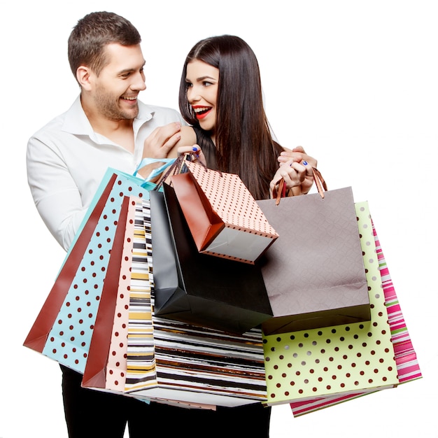 Couple with shopping bags