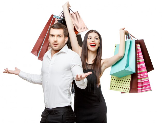 Couple with shopping bags