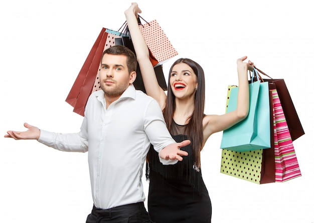 Couple with shopping bags