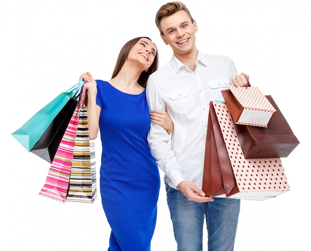 Couple with shopping bags