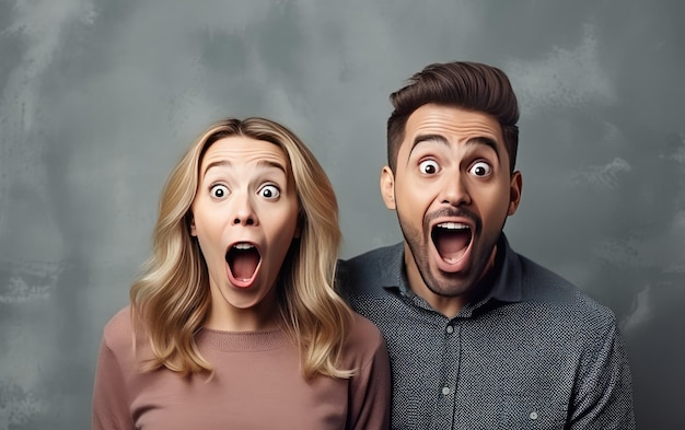 A couple with a surprised reaction