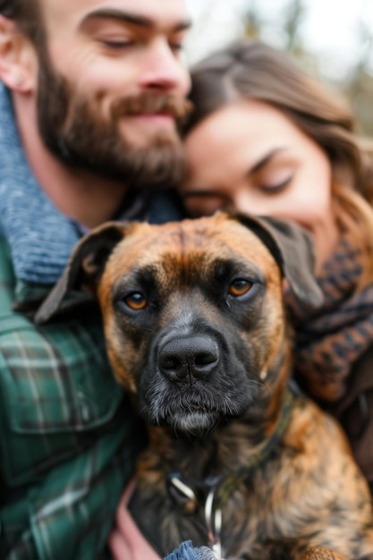 A couple with their adopted pet highlighting the joy and companionship pets bring to childfree families