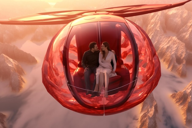 Foto coppie che si godono panoramiche gite in elicottero su hear 00191 01