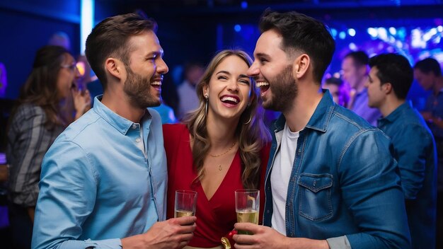 Couples laughing in nightclub