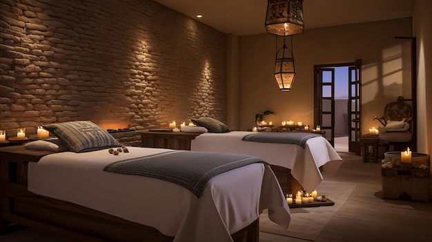 couples massage room with a couple lying side by side