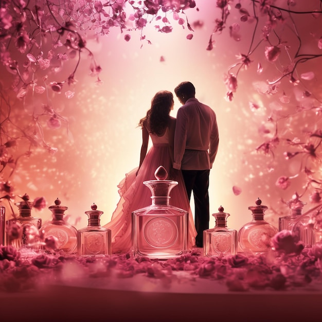 Photo a couples overture amidst perfumed elegance