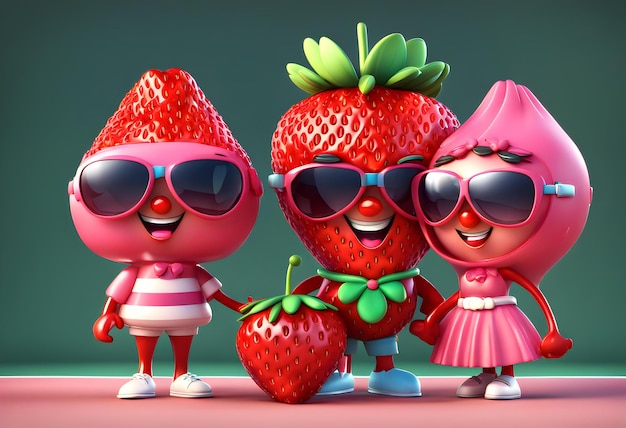 Couples Strawberry cartoon personages