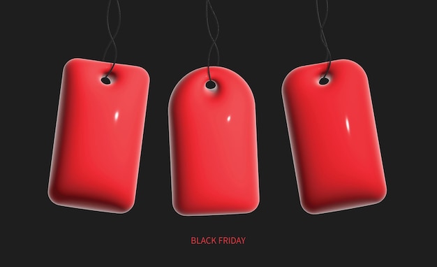 Coupons for Black Friday on a black background thick and inflated with highlights