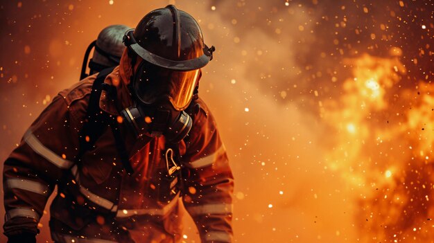 A courageous firefighter battles through flames embodying the true spirit of bravery and dedication to public service