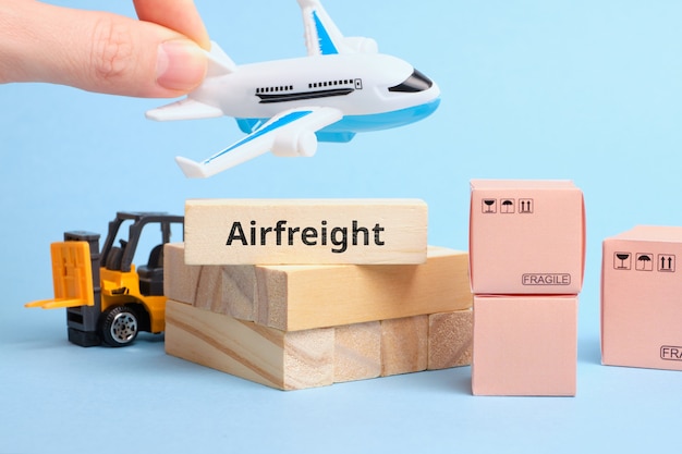 Courier Industry Term Airfreight. Freight and goods carried by air.
