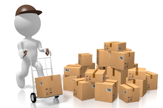 Courier and packages delivery concept 3D illustration