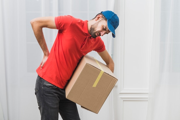 Photo courier with sore back