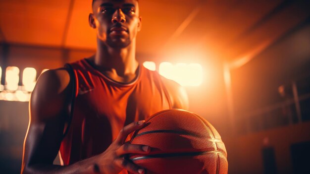 Court Action Man Holding Basketball