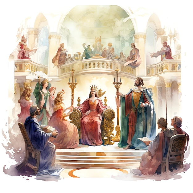 Court etiquette Medieval watercolor fantasy