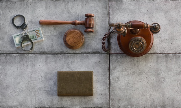 Court gavel on concrete