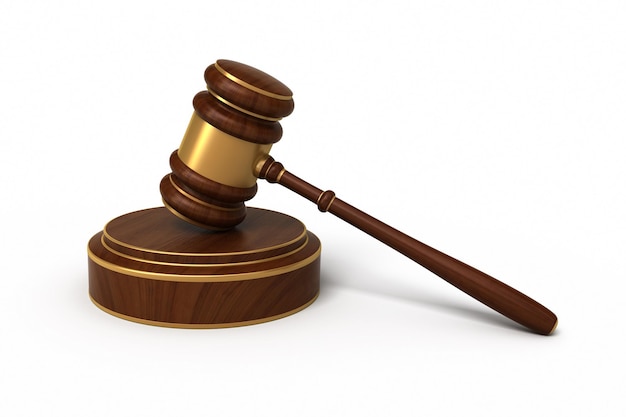 Court Gavel 렌더링(흰색 및 클리핑 패스에 격리됨)