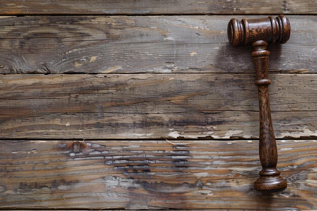 court gavel on the wooden background with copy space