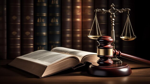 Court hammer and books judgment and law concept