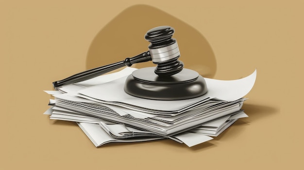 Court records lawyer gavel pile of documents solving cases justice lawyers resolutions legal