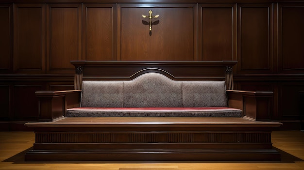 Courtroom empty judge bench