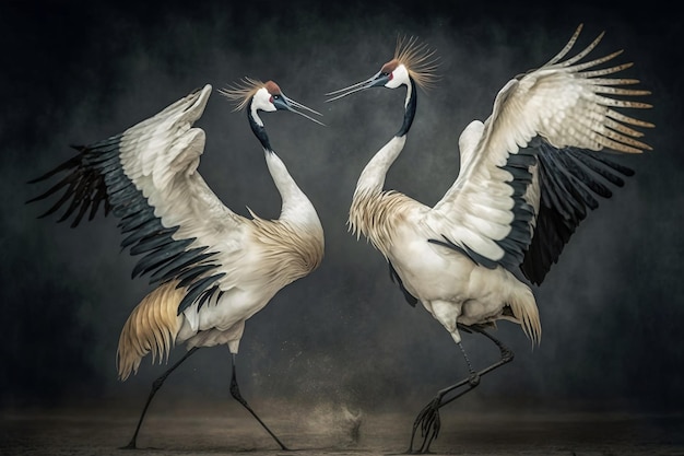 Courtship dance of cranes