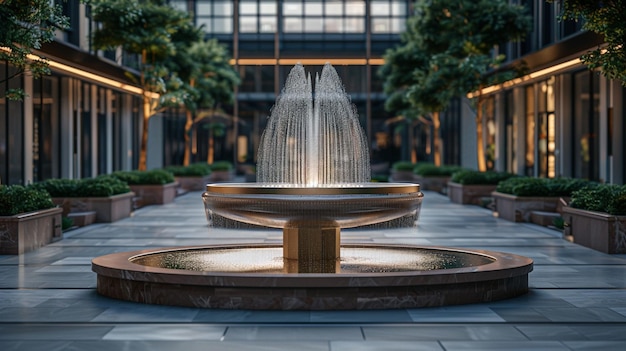 Courtyard Fountain Landmark Iconic Commercial Plaza Image