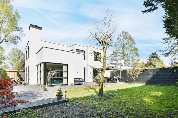 The courtyard of the house in a minimalist style