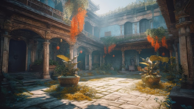 A courtyard in the temple of the sun