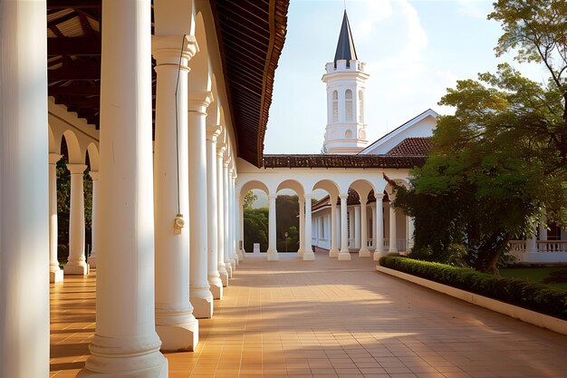 Photo courtyard white pillars