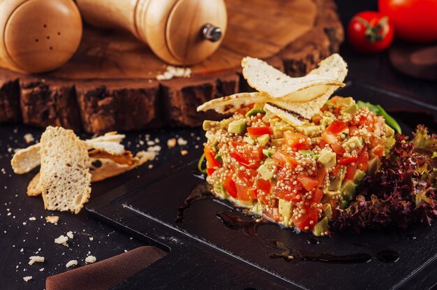 couscous tartare with avocado and tomato