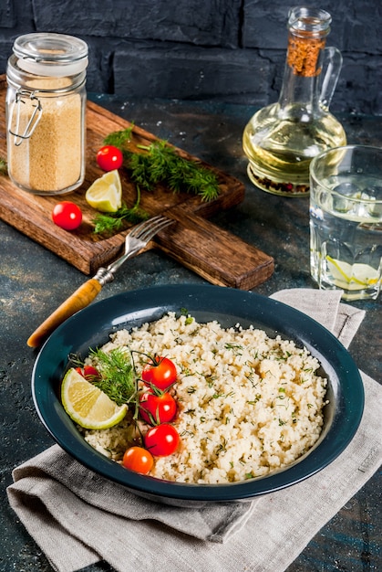 Couscous with fresh vegetables and herbs