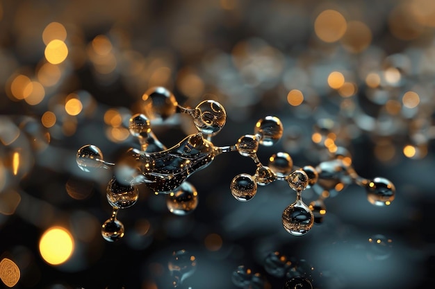 Фото Ковалентные молекулы симулируются с мягким фокусом на черном фоне