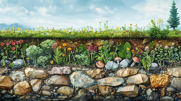 Photo a cover crop nutrient cycling diagram background