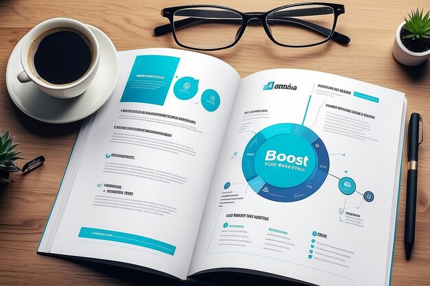 Photo cover page of boost your business through digital marketing template