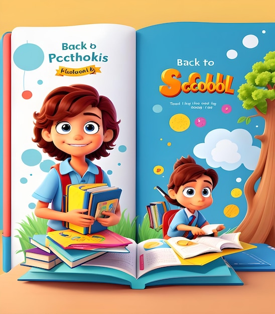 cover page design for kids books with school accessories