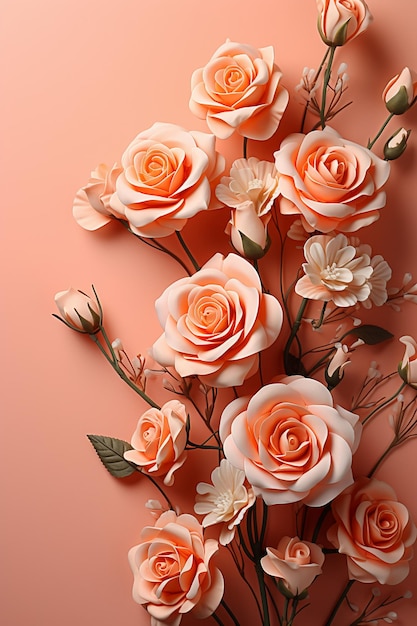 Cover page full size soft color roses only on edges peach background no text calm nature style