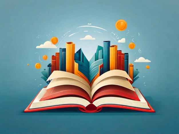 Covered opened book with pages Vector illustration