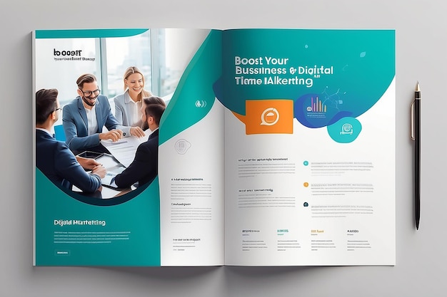 Foto coverpagina van boost your business through digital marketing sjabloon