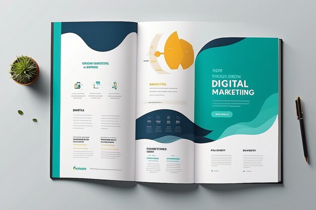 Coverpagina van nu groeien door middel van digitale marketing sjabloon