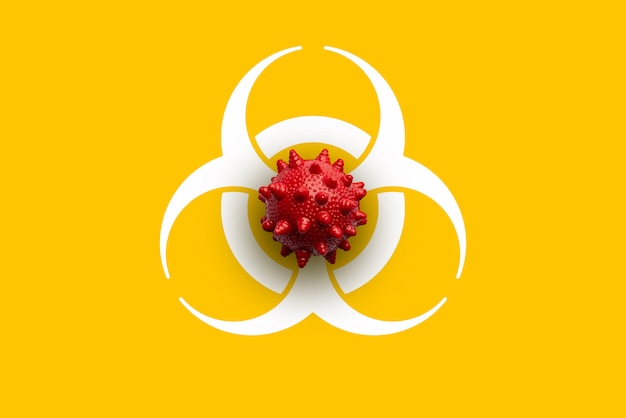 COVID 19 or Corona virus model on icon from top view