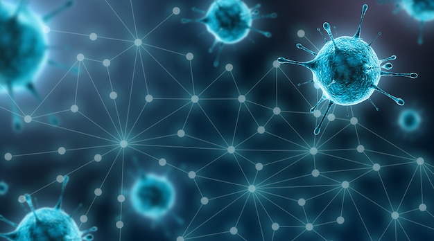 Covid-19 or Coronavirus, Virus Outbreak background, 3D Rendering