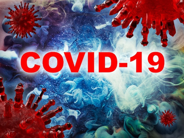 Фото Эпидемический вирус вспышки ковид-19 3d рендеринг