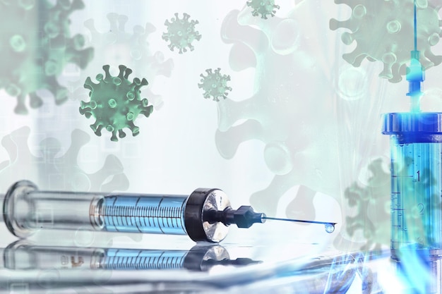 covid-19 virus vaccine injection, abstract background, medical concept