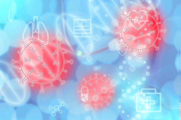 Covid protection coronavirus bacterium icons on medical background health and vaccination concept